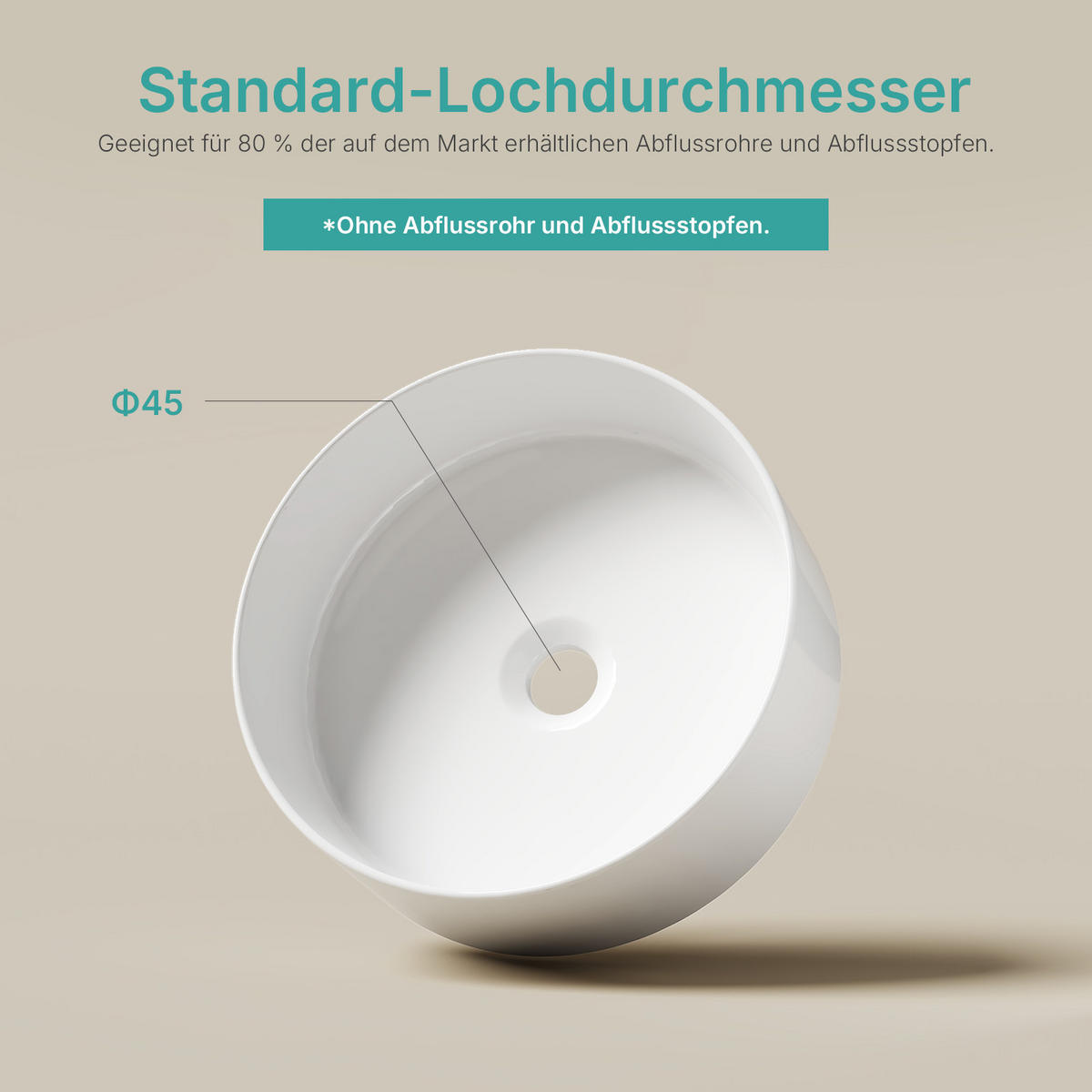 WASCHBECKEN Weiß Ø35,2 / 11,2 cm - Weiß, Keramik (35.2/11.2/35.2cm) - EMKE