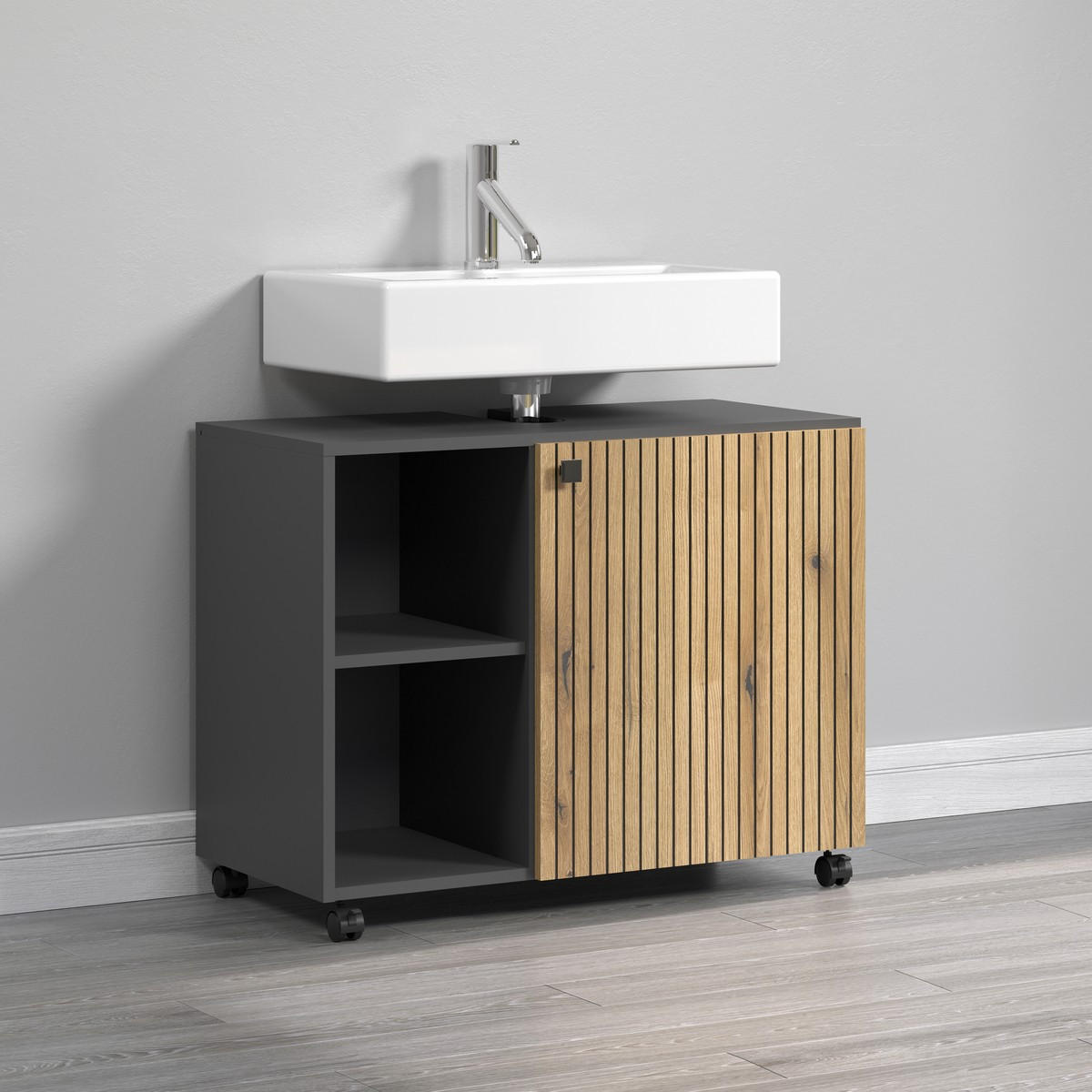 WASCHBECKENUNTERSCHRANK PureBliss Anthrazit - Anthrazit, Holzwerkstoff (80/64/42cm) - Trendteam