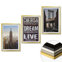 WANDBILDER 3er Set - 40x60 cm Goldrahmen - Zitat über New Yorker Landschaften - Goldfarben, Kunststoff (40/60cm) - ArtPrintCave