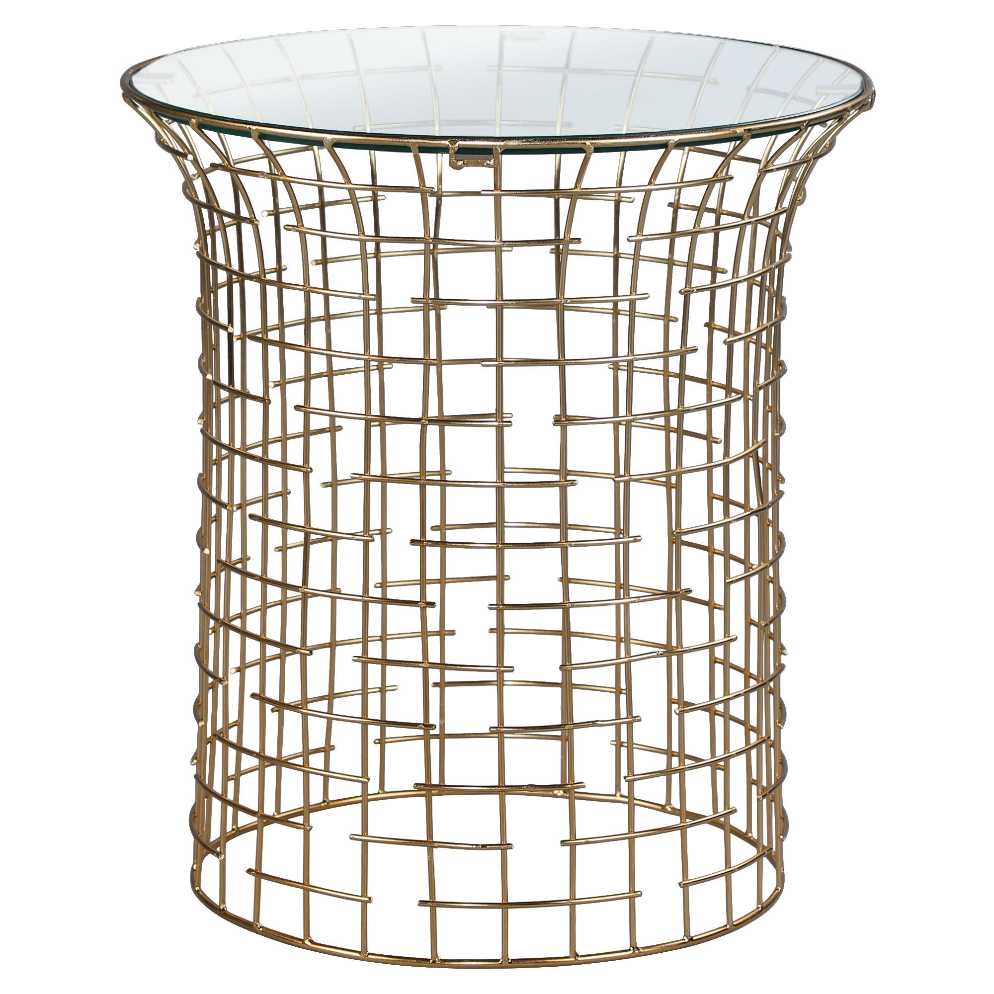BEISTELLTISCH rund Ø40x45 cm mit Eisengestell Gold und Glasplatte - Goldfarben, Glas (40/40/45cm) - WOMO-DESIGN