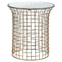 BEISTELLTISCH rund Ø40x45 cm mit Eisengestell Gold und Glasplatte - Goldfarben, Glas (40/40/45cm) - WOMO-DESIGN