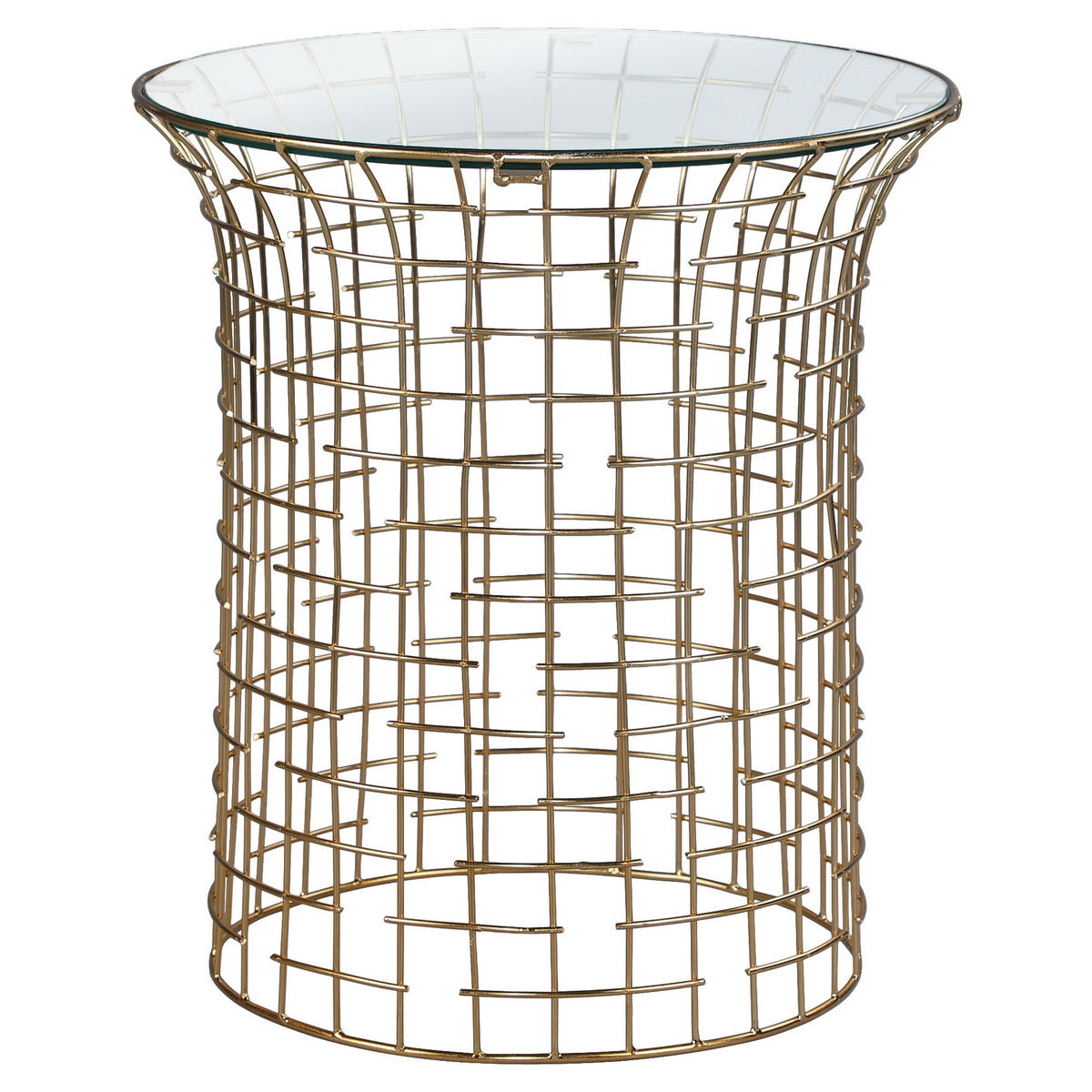 BEISTELLTISCH rund Ø40x45 cm mit Eisengestell Gold und Glasplatte - Goldfarben, Glas (40/40/45cm) - WOMO-DESIGN