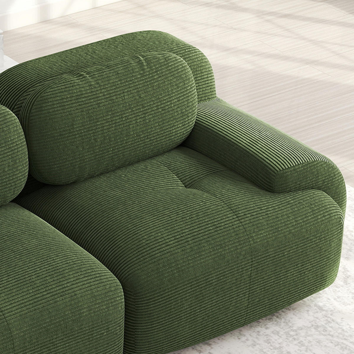 2-SITZER-SOFA in Premium-Cord Montagefrei - Grün, Textil (208/75/103cm) - Urban Meuble