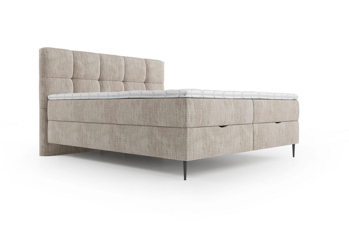 BOXBETT Edel 180x200 cm mit Bettkasten – Beige, modernes Design - Beige, Textil (180/200cm)