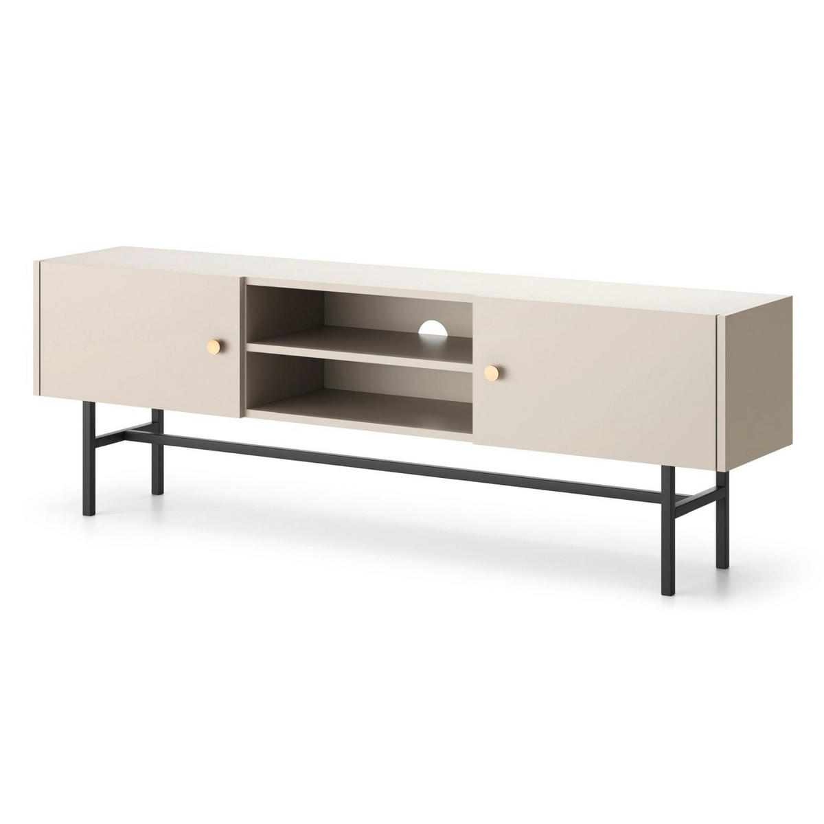 TV stolík Divenos sivobéžový so zlatými akcentmi 155/52/35 cm - čierna/zlatá, kov/kompozitné drevo (155/52/35cm) - Selsey