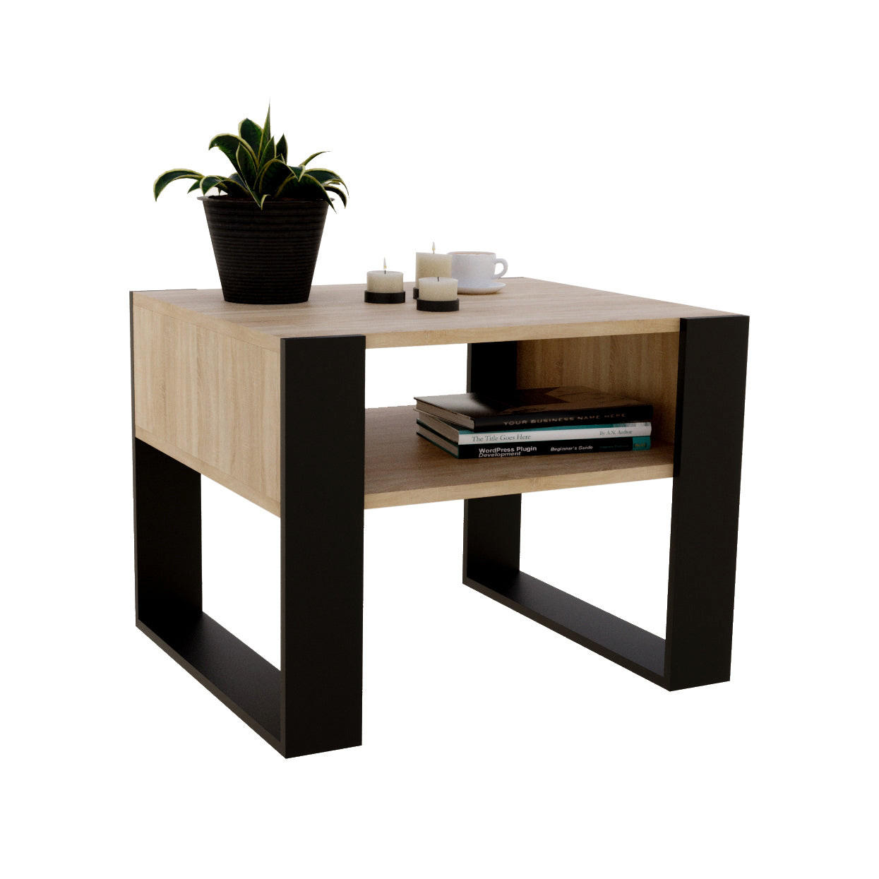COUCHTISCH KARO 65 - Eichefarben/Schwarz, Holz (53.6/65/45cm) - Mat-Haus
