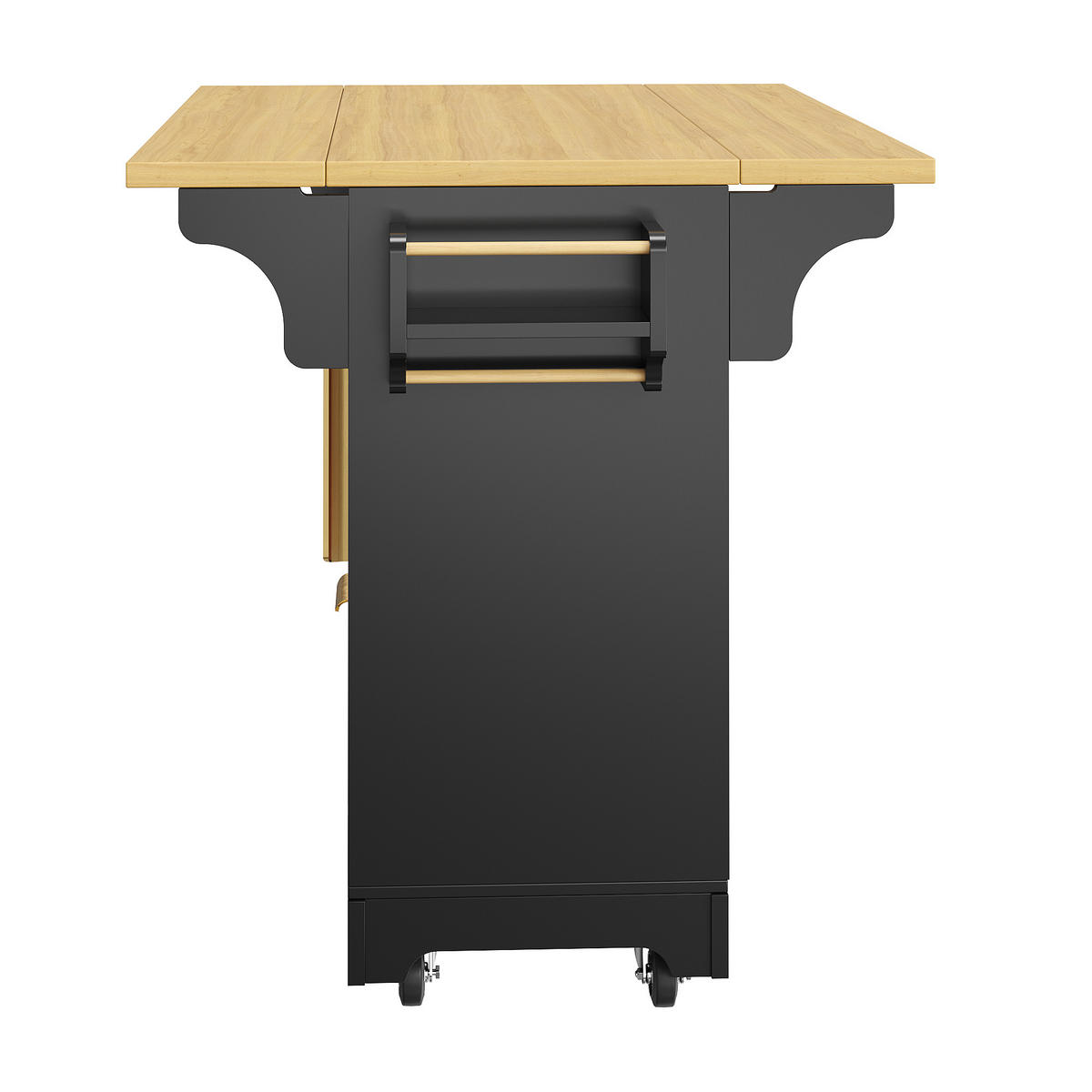 KÜCHENINSEL DE-38364 120/197 cm ausklappbar mit 3 Schubladen Schwarz - Schwarz, Holzwerkstoff (120/95/40cm) - ComfortXL