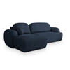 ECKSOFA MODENZA N L-S Blau Boucle-Stoff mit Schlaffunktion - Blau, Holz (266/148cm) - MASSENO