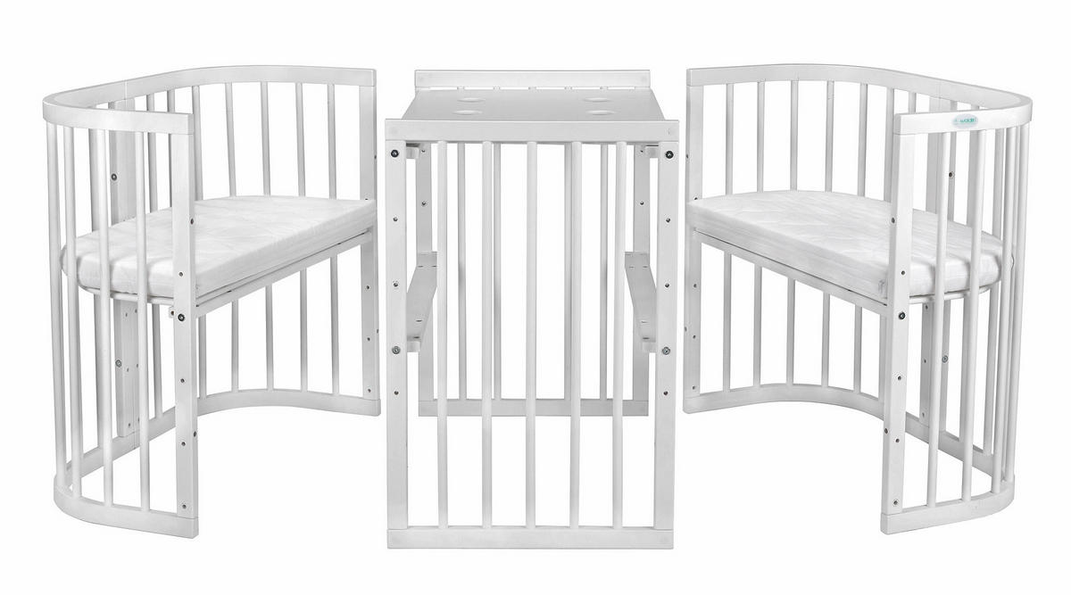 BABYBETT WHITE, 7in1 mit Matratze - Weiß, Holz (73/123cm) - waldin
