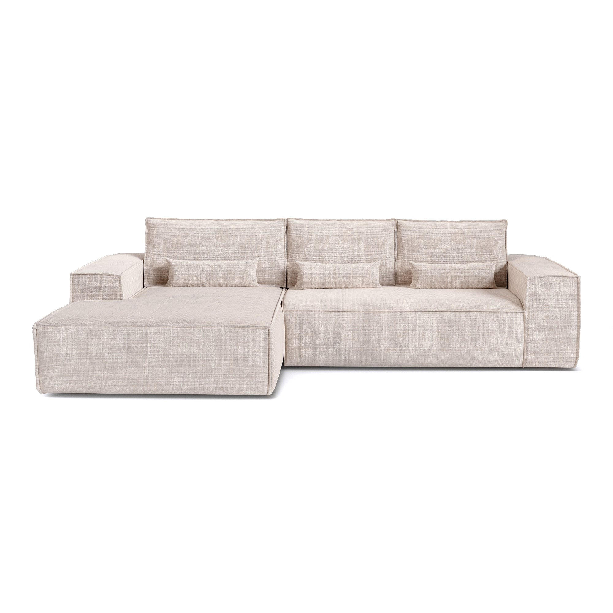 SCHLAFSOFA Express JUNE Geprägter Samt Creme 320cm - Creme, Textil (320/165cm) - Premium Interiors
