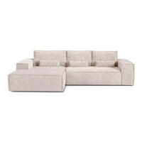 SCHLAFSOFA Express JUNE Geprägter Samt Creme 320cm - Creme, Textil (320/165cm) - Premium Interiors