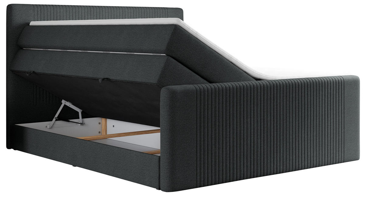 BOXSPRINGBETT KING DOREN 180/200 Dunkelgrau Struktur - H4 - Dunkelgrau, Holz/Textil (180/200cm) - MKS