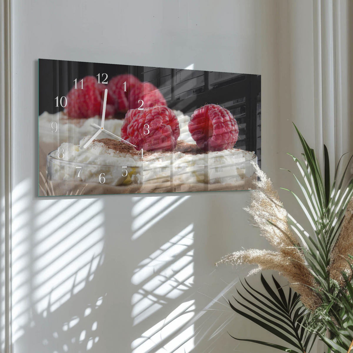 WANDUHR 60x30 cm - Baum - Rot, Glas (60/30/0.4cm) - TULUP