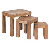 BEISTELLTISCH 3er Set Massivholz Landhausstil MUMBAI, Akazie 36x50x45 cm - Akaziefarben, Holz (50/36/45cm) - KADIMA DESIGN