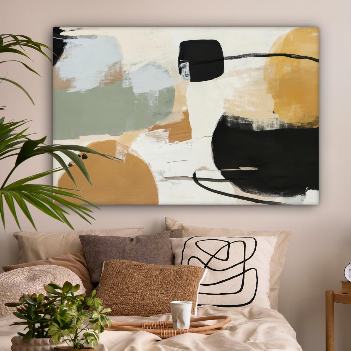 LEINWANDBILD Farbe - Abstrakt - Farben XXL 150x100 cm - Currygelb, Textil (150/100cm) - MuchoWow