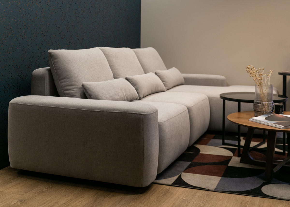 ECKSOFA Carnos Chenille-Bezug in Grau - Grau, Textil (264/162cm) - Selsey