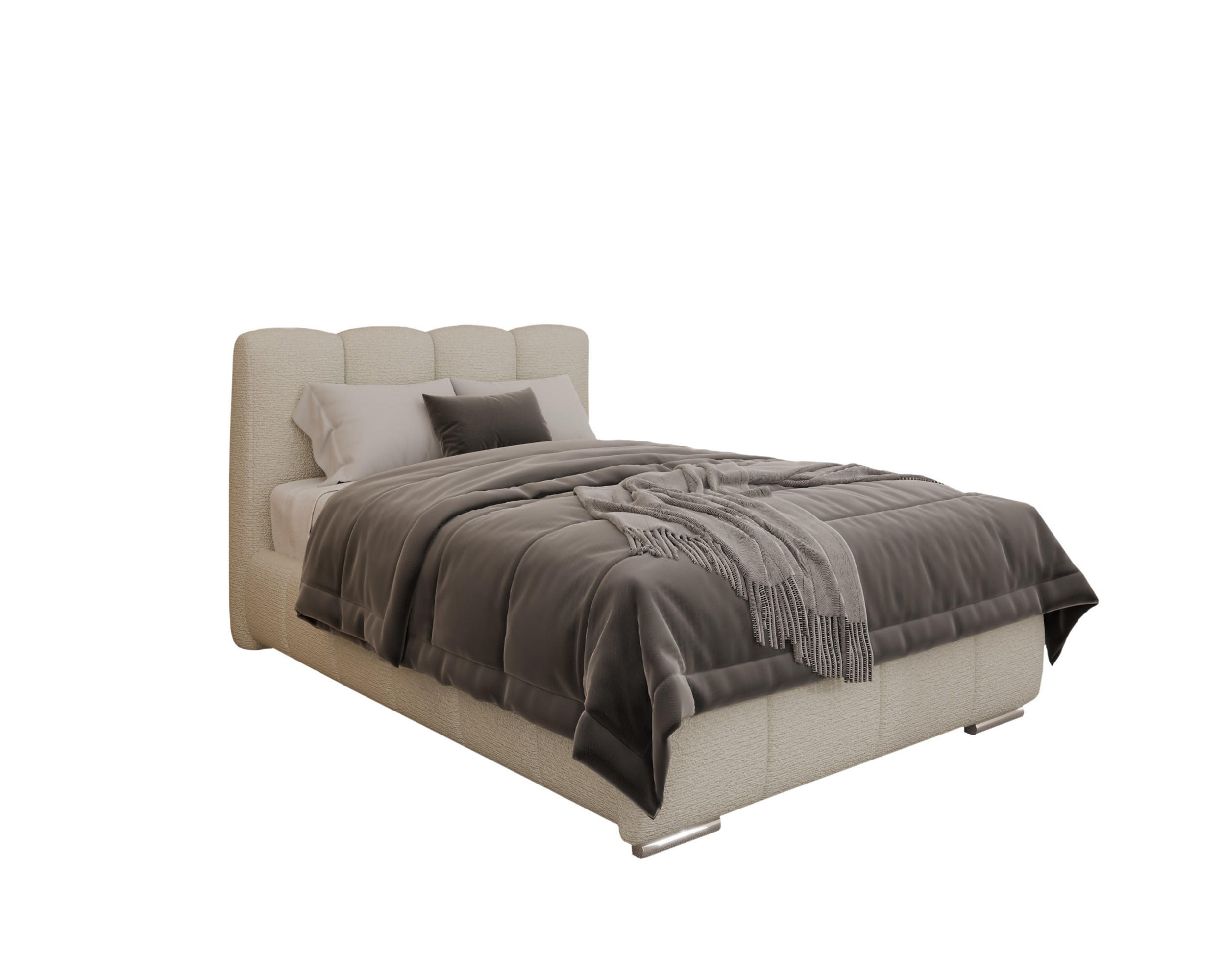POLSTERBETT Zaira 120x200cm – Elegantes Polsterbett für modernen Wohnstil , ohne matratze, creme - Creme, Holz (120/200cm) - Homesy