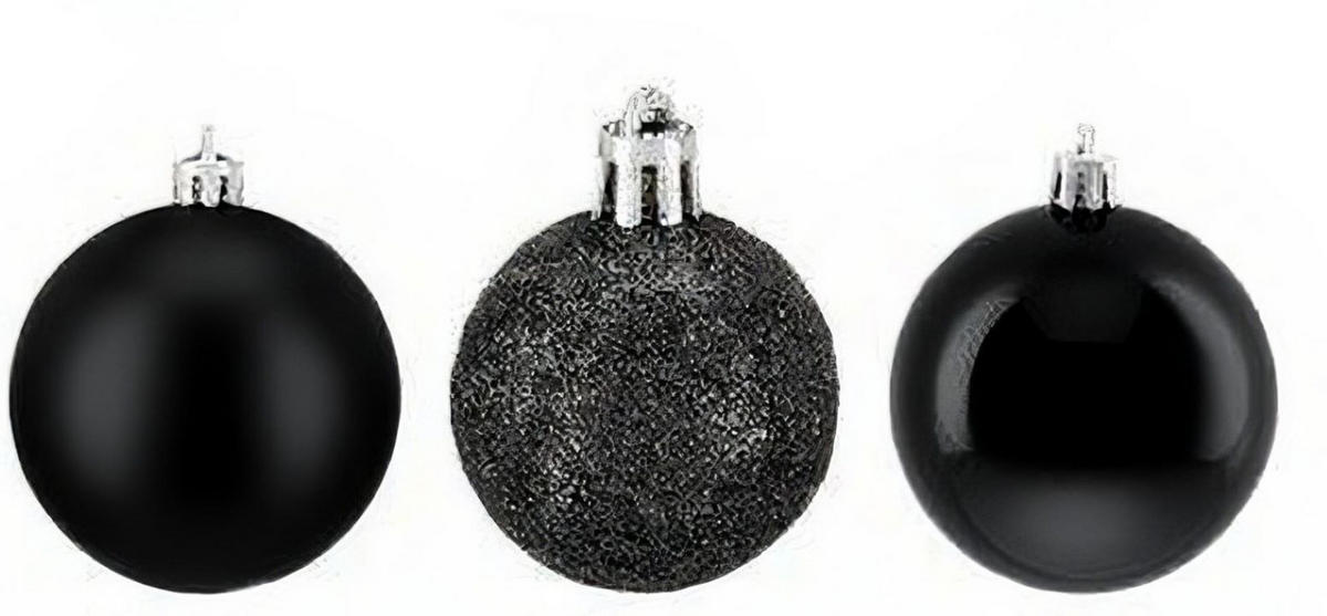 138XWEIHNACHTSKUGELN - Schwarz, Kunststoff (6/7/6cm) - Relaxdays