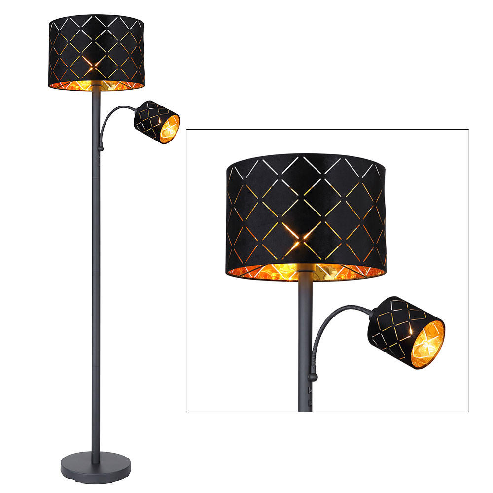 LED STEHLEUCHTE SUNNA Schwarz Gold - Schwarz, Metall (35/35/162cm) - Globo Lighting