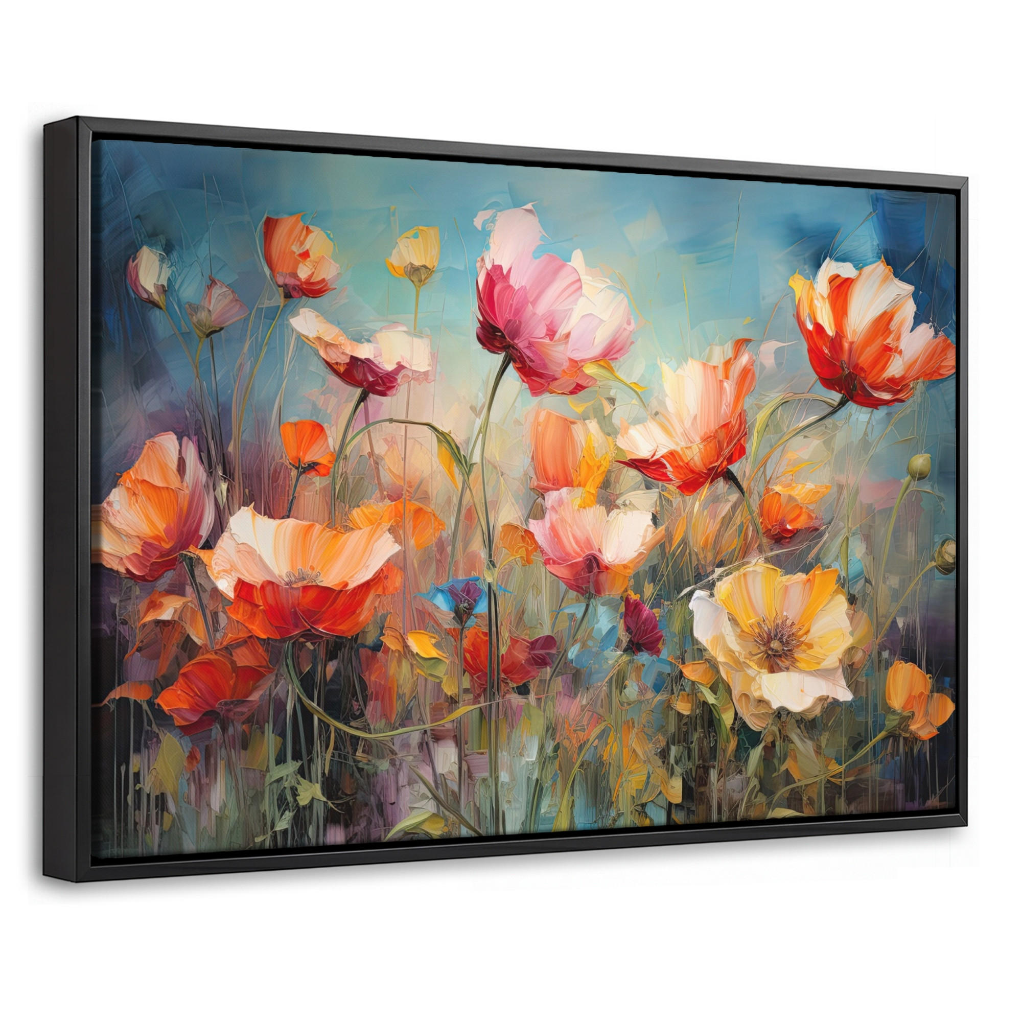LEINWAND Bilder mit Rahmen - Blumen - Aquarell - Kunst - Botanisch - Natur - 30x20 - Orange, Textil (30/20cm) - MuchoWow