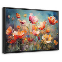LEINWAND Bilder mit Rahmen - Blumen - Aquarell - Kunst - Botanisch - Natur - 30x20 - Orange, Textil (30/20cm) - MuchoWow