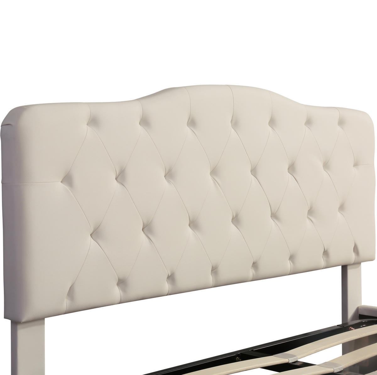 POLSTERBETT 140/200 cm Weiß mit Stauraum und höhenverstellbarem Kopfteil aus PU - Weiß, Kunststoff (140/200cm) - OKWISH