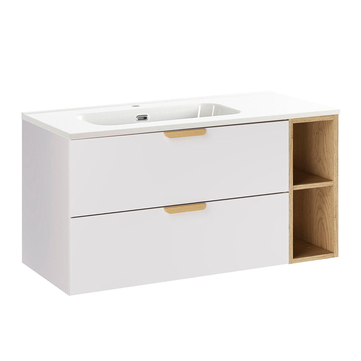 BADMÖBEL 101cm Oria 2er-Set Weiß - Weiß, Holzwerkstoff (101/50/46cm) - Petits-meubles