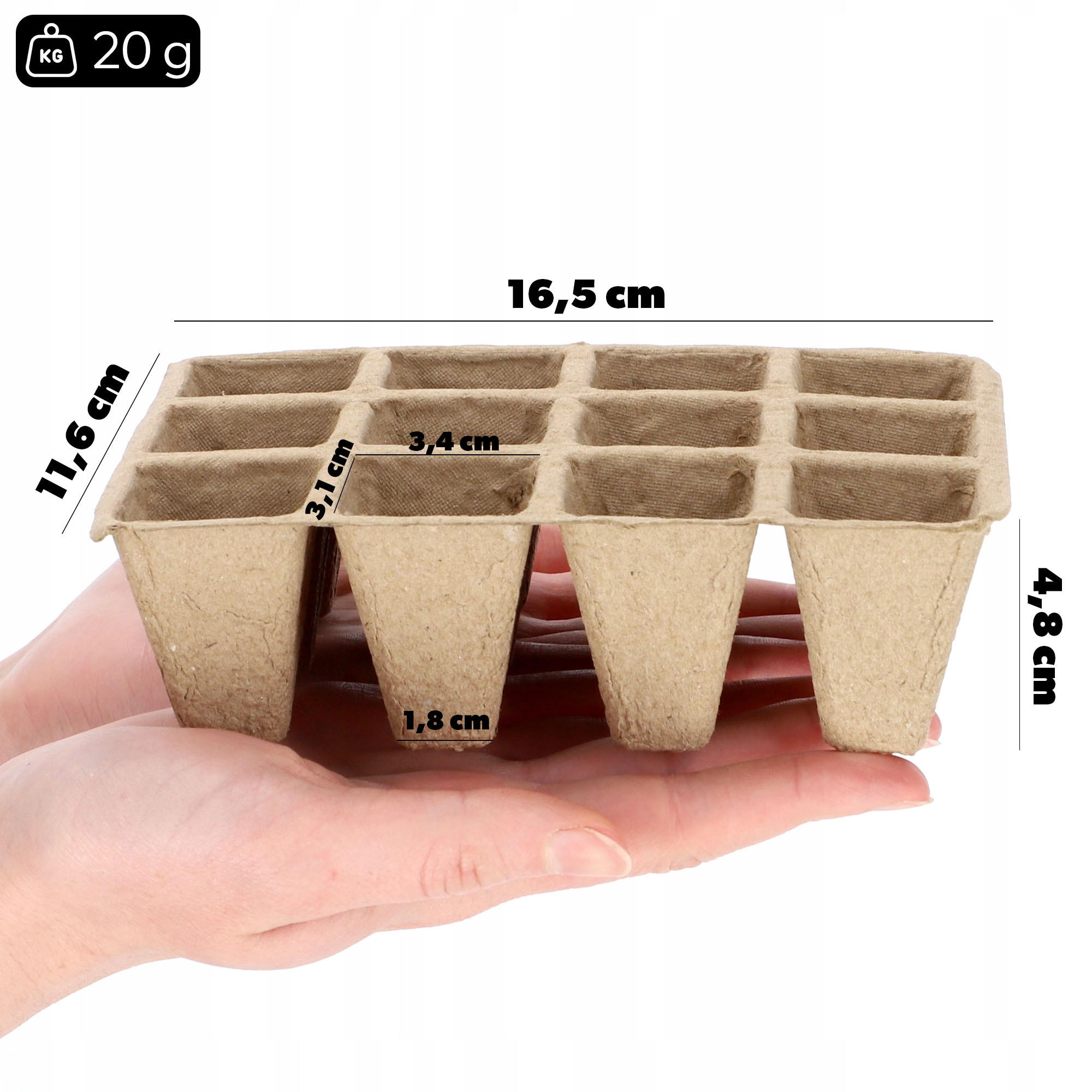 TORFTÖPFE 16 x 4cm, 12 Stk. - Naturfarben, Naturmaterialien - KADAX