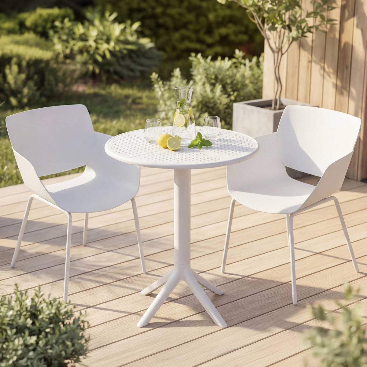 GARTENSITZGRUPPE 2 Kunststoff Weiß - Weiß, Kunststoff - CLP