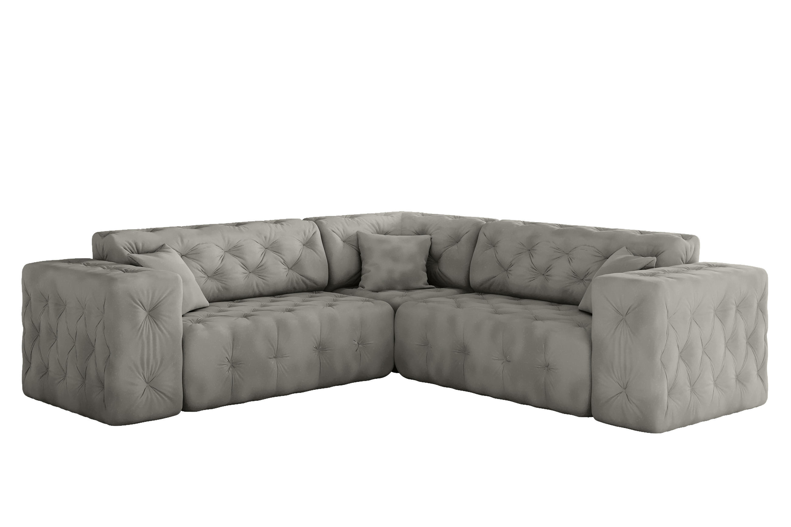 CORNER LUX, Gesteppt, Stoff Whisper, Silber - Silberfarben, Holz/Textil (246/246cm) - Kaiser Möbel