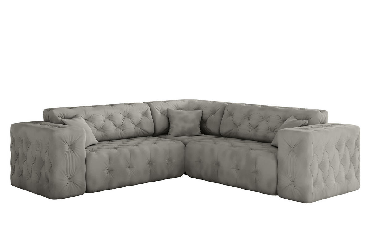 CORNER LUX, Gesteppt, Stoff Whisper, Silber - Silberfarben, Holz/Textil (246/246cm) - Kaiser Möbel