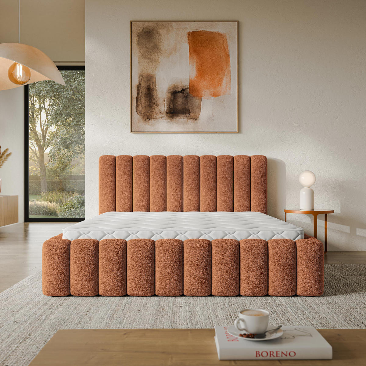 ČALOUNĚNÁ Postel TEBA 160x200 cm Měděná - měděná, kompozitní dřevo/textil (160/200cm) - MASSENO