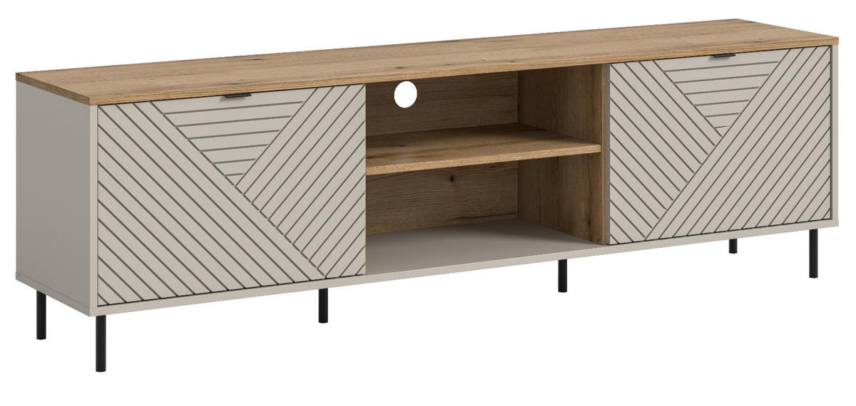 TV-LOWBOARD Kaschmir, Evoke Eiche 184 x 55 cm, TV Unterteil in modernem Design - Kaschmir/Eichefarben, Holzwerkstoff/Metall (184/55/40cm) - Inn.Furn