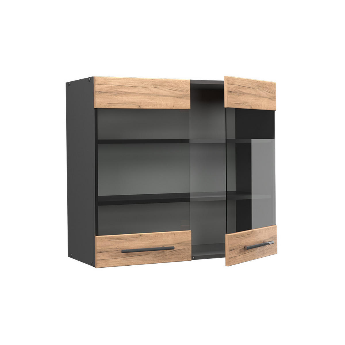 KÜCHENGLASSCHRANK Fame-Line Goldkraft Eiche 80 cm - Anthrazit/Eiche Wotan, Holzwerkstoff (80/72/34.1cm) - Vicco