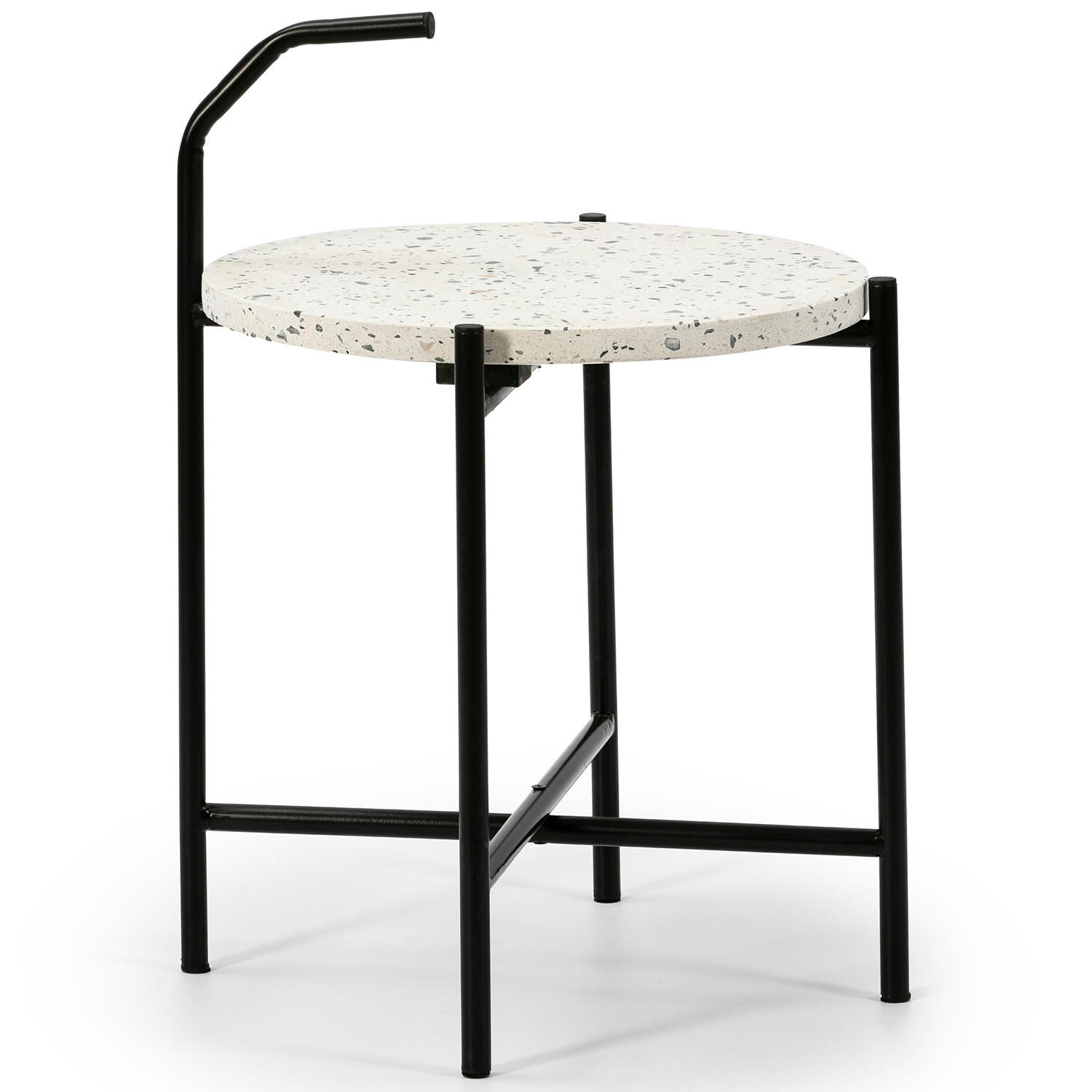 BEISTELLTISCH Yala, weißer Terrazzo - Weiß, Stein (51/41/41cm) - VS Venta-stock