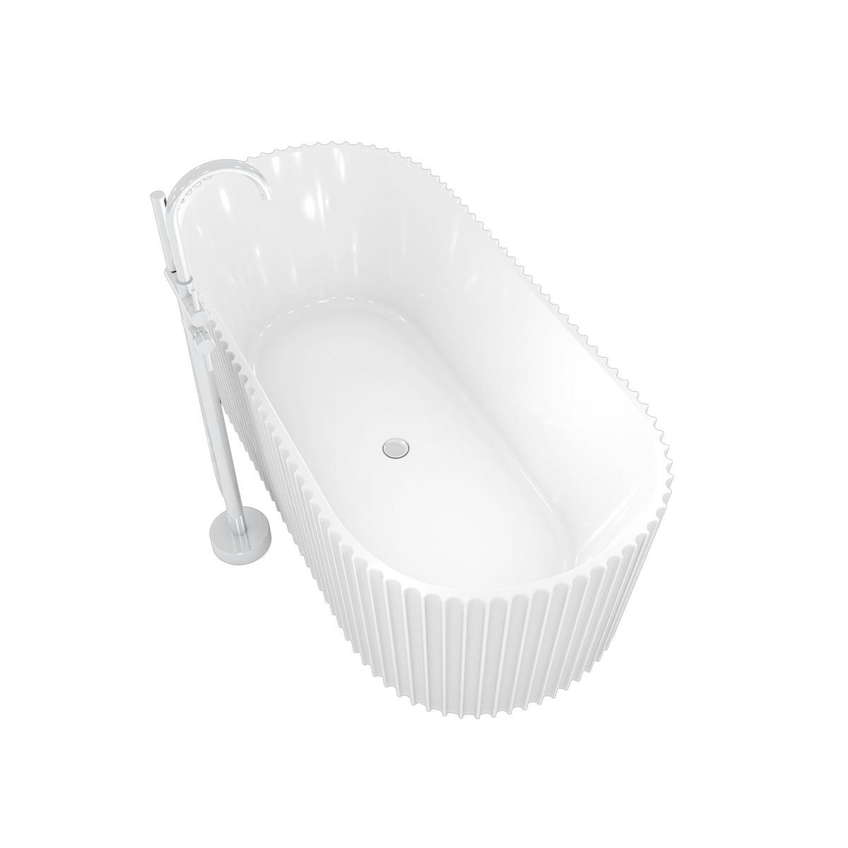 FREISTEHENDE Badewanne Wanne F08 170x80cm mit Armatur AF04 - Weiß, Glas/Kunststoff (80/58/170cm) - AcquaVapore by Sandra Jentho