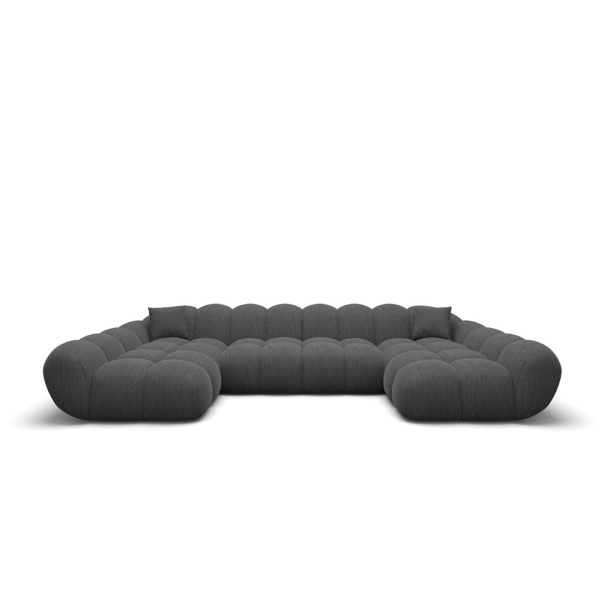 WOHNLANDSCHAFT Liva Anthrazit Strukturstoff U-Form XXL Studio - Anthrazit, Textil (330/70/160cm) - VAROYAL