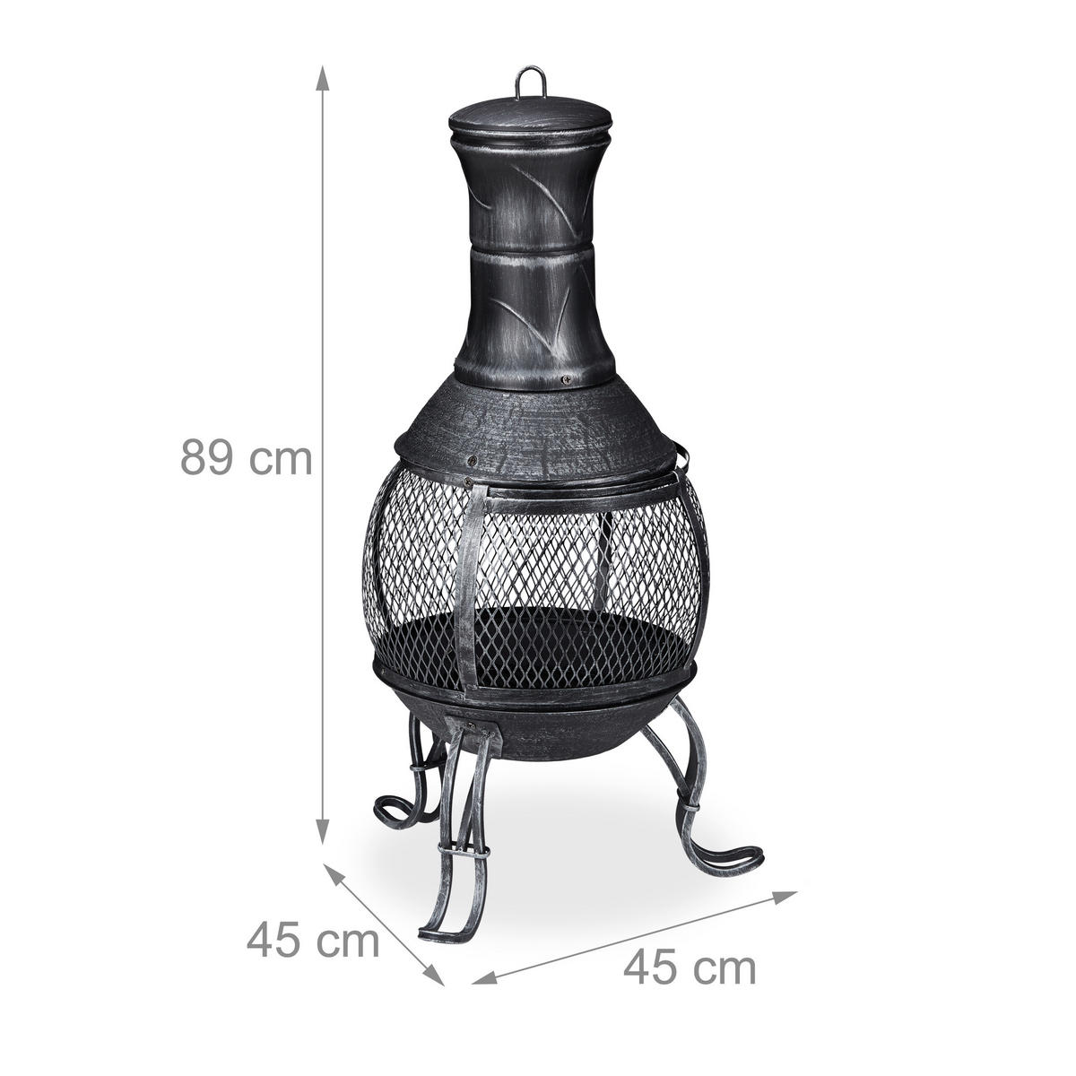 AZTEKENOFEN - Grau, Metall (45/89/45cm) - Relaxdays