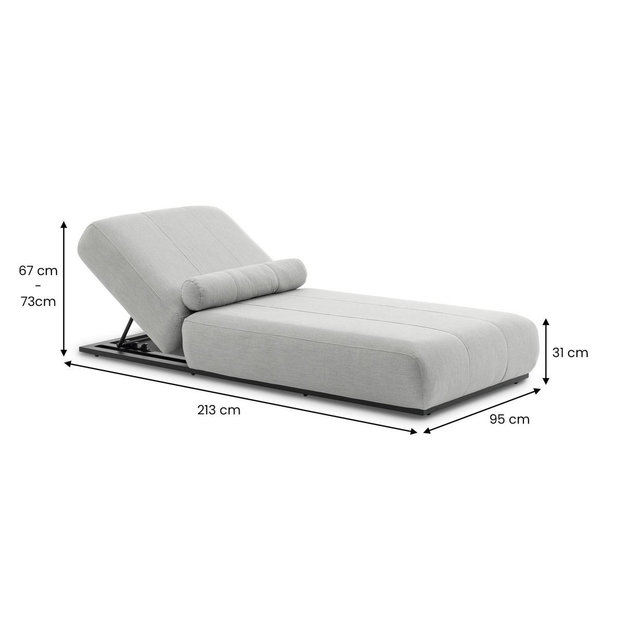 SONNENLIEGE TROPEA schwarz, hellgrau - Schwarz, Kunststoff (213/32/91cm) - IDIMEX