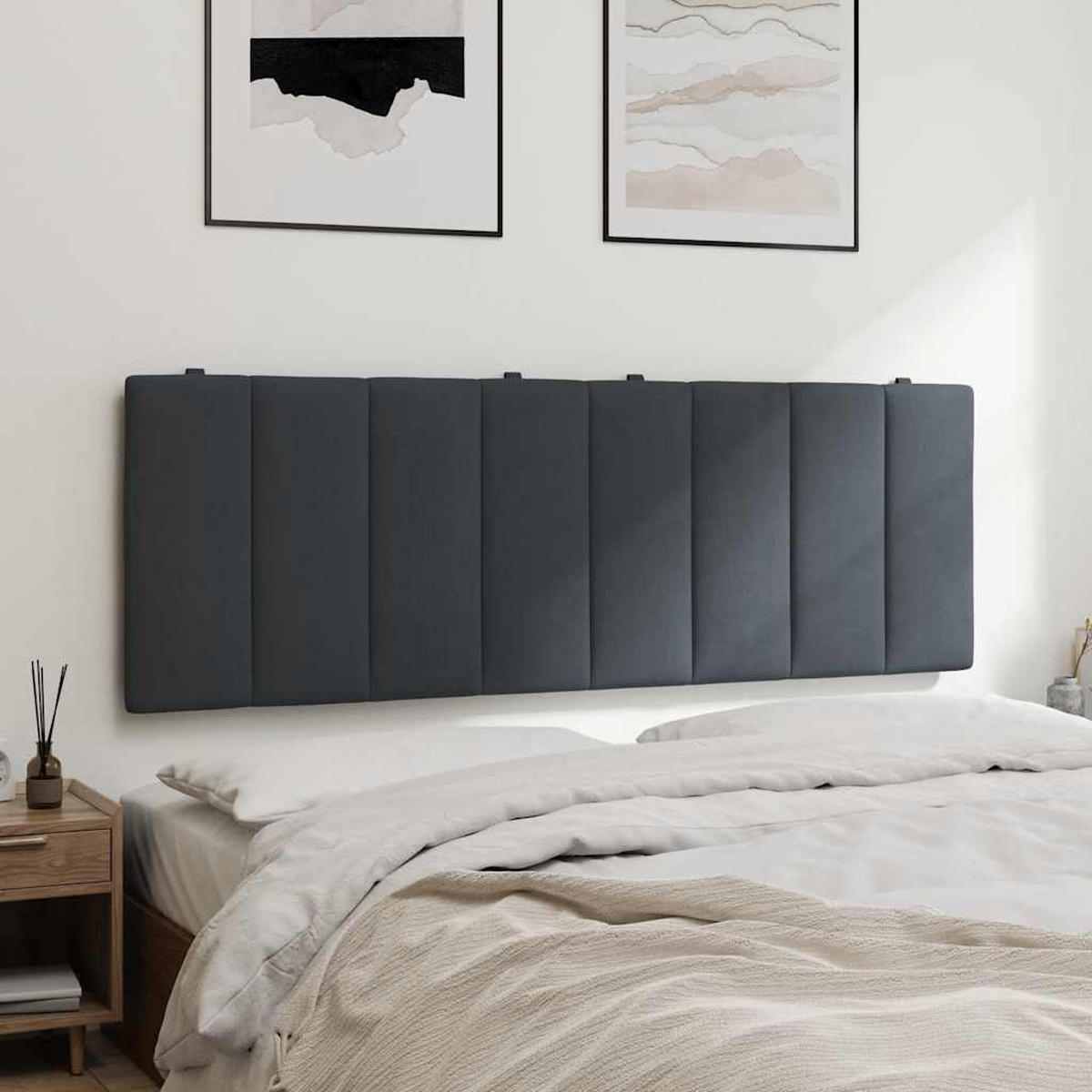 KOPFTEIL-KISSEN Dunkelgrau 120 Cm Samt - Dunkelgrau, Naturmaterialien - vidaXL