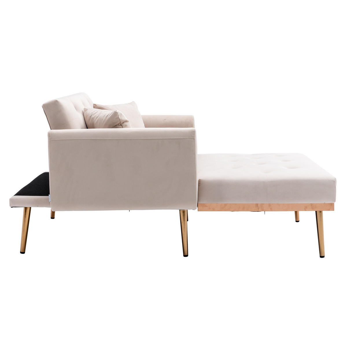SCHLAFSOFA Zweisitzer,Relaxsessel mit Schlaffunktion,ausziehbar,Samt,Beige - Beige, Textil (90/77/165cm) - LVHOM