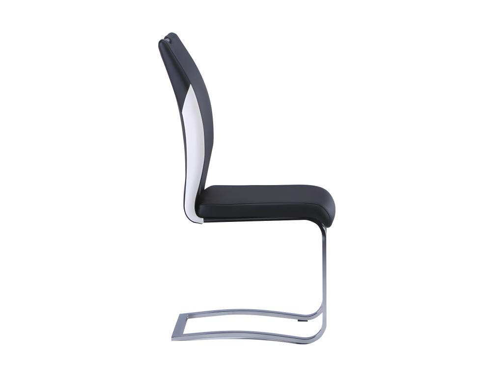 STUHL 4er-Set - Kunstleder - Schwarz & Weiß - WINCH - Schwarz, Leder (57/99/43cm) - Vente-Unique