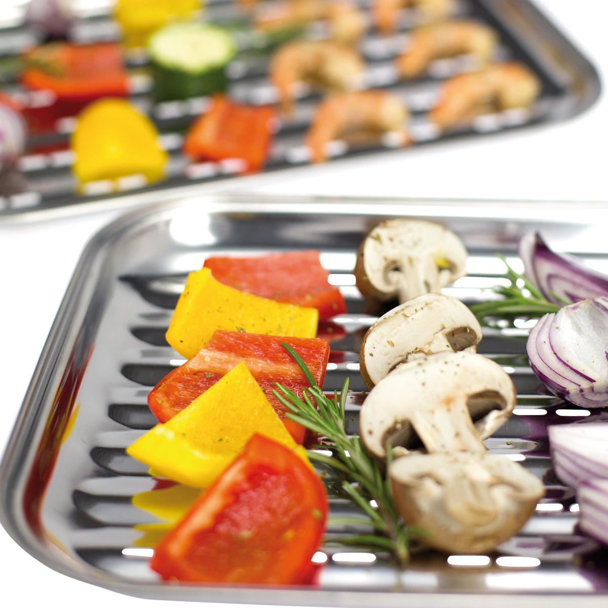 GRILLSCHALE 2er-Set, silber, Edelstahl - Edelstahlfarben, Metall (24.5/2.5/35cm) - bremermann