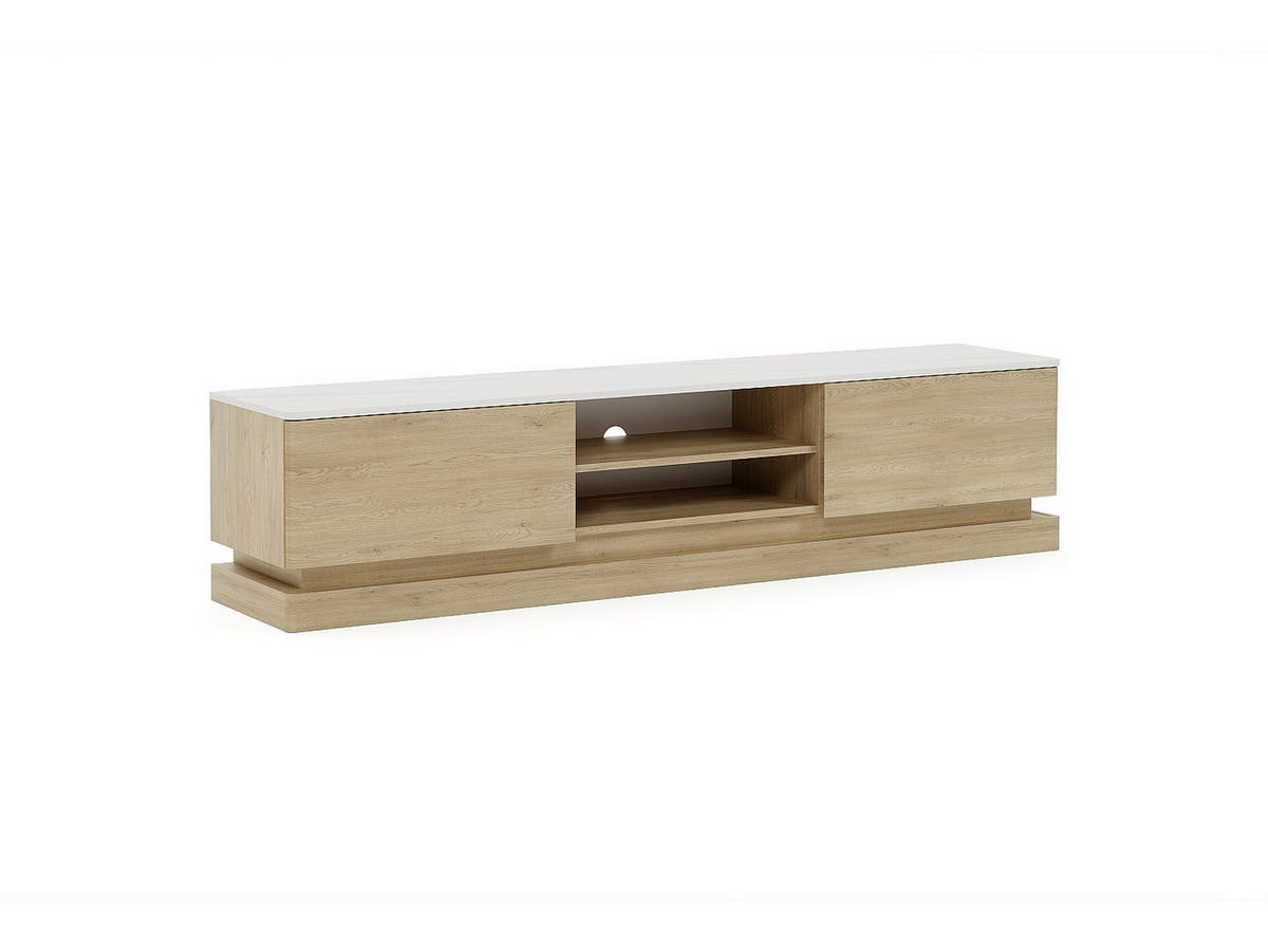 TV-BOARD - 190 cm x 40 cm - holz - naturfarben hell, weiß Devika - Naturfarben/Weiß, Holz (190/44/40cm) - Vente-Unique