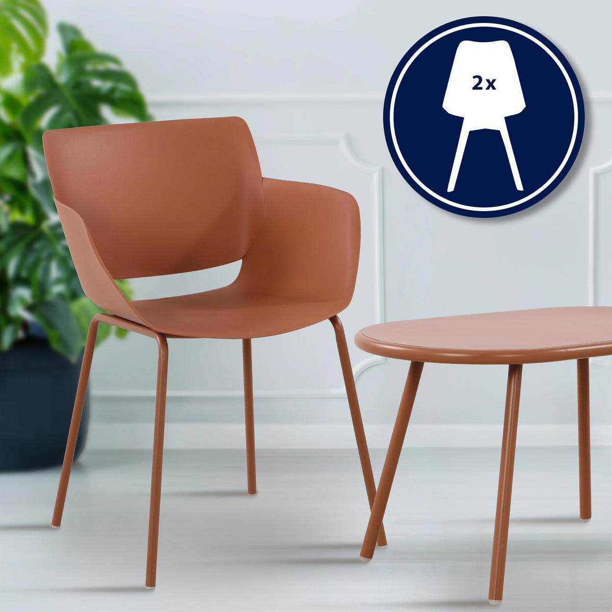 GARTENSITZGRUPPE Kunststoff terracotta - Terracotta, Kunststoff - CLP