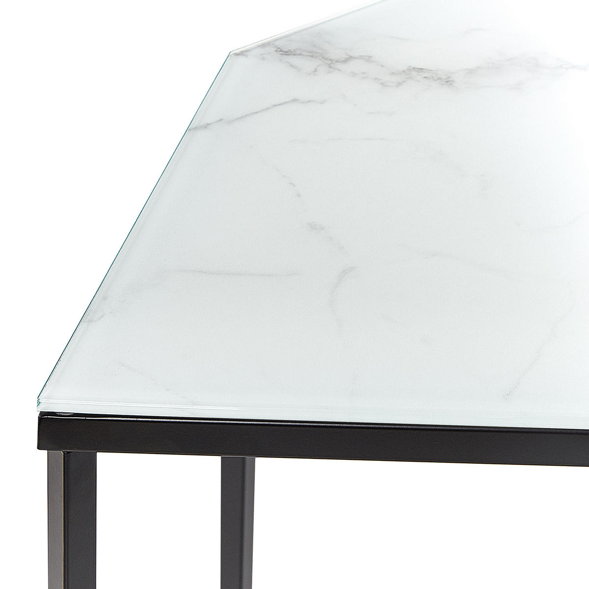 KONSOLENTISCH Marmor Optik weiß/schwarz Perrin - Schwarz/Weiß, Glas (35/120/75cm) - Beliani