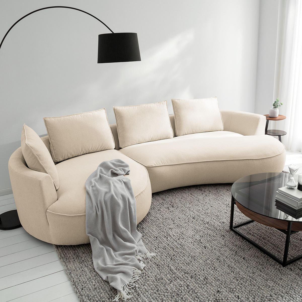 BIGSOFA - Beige, Kunststoff/Textil (322/82/154cm) - home24