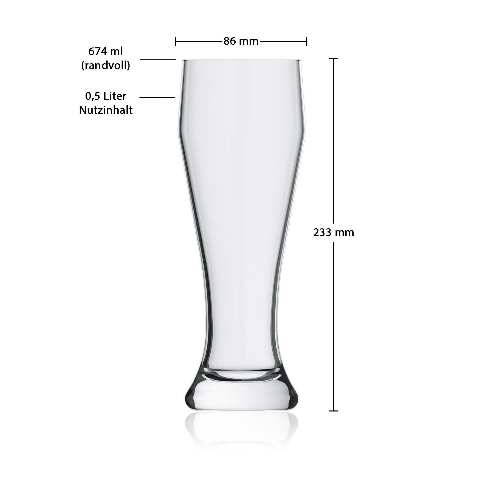 WEIZENBIERGLÄSER Ranft transparent 0,5 l 6er Set - Transparent, Glas (0.5L) - Rastal