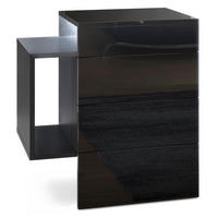 NACHTTISCH Queens Front in Schwarz Hochglanz - Schwarz Hochglanz, Holzwerkstoff (60/63/36cm) - Vladon