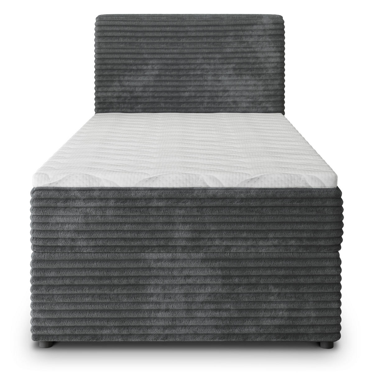 BOXBETT PISA 100 100x200 cm mit Matratze und Topper, H2+H3 - Graphitfarben - Graphitfarben, Holz (100/200cm) - MASSENO